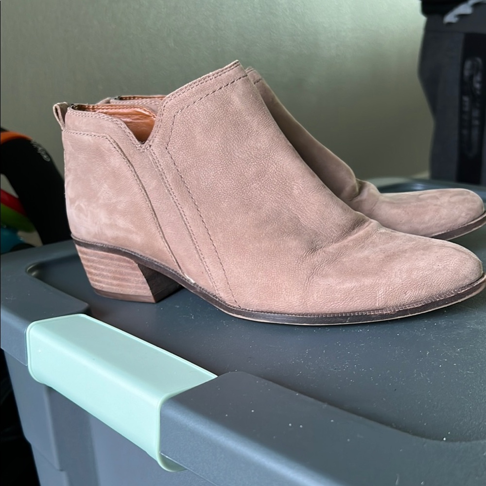 Franco Sarto Tan Ankle Boots with Elastic Panels